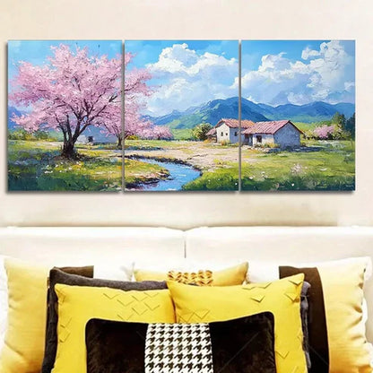 3pcs Cherry Blossom Scene Wall Art Canvas Unframed - High Quality Print 100% Australian Made Wall Canvas