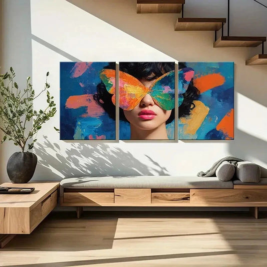 3pcs Abstract Butterfly Art Colorful Painting Metal Print Ready to Hang Art