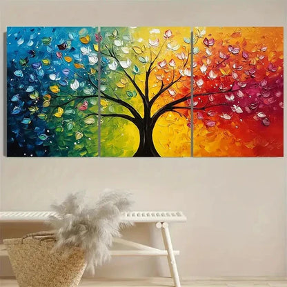 3pcs Vibrant Abstract Tree Panelss Wall Art Set Canvas Unframed - High Quality Print 100% Australian Made Wall Canvas