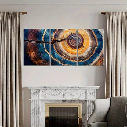 3pcs Colorful Tree Ring Abstract Art Natural Metal Print Ready to Hang Art