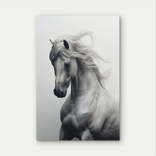 Black And White Horse Portrait Monochrome 40x60cm Metal Print Ready to Hang