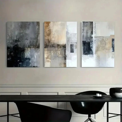 3pcs Art Painting Old Wall with Dark Gray Tones Metal Print Ready to Hang Art