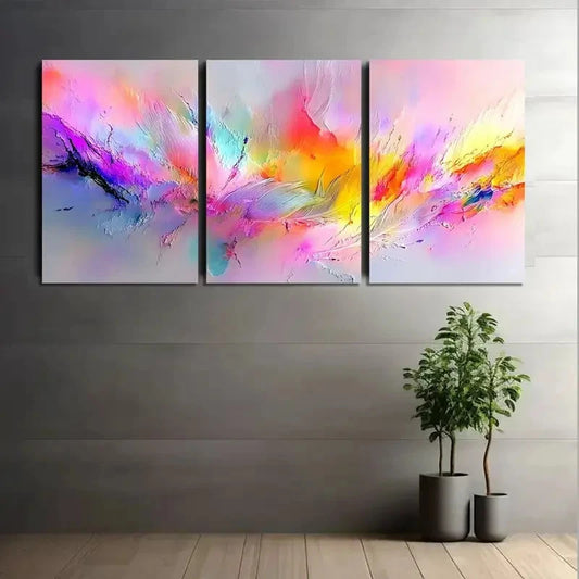 3pcs Abstract Colorful Digital Art Background Metal Print Ready to Hang Art