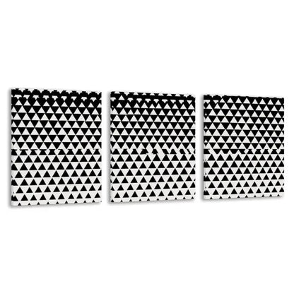 3pcs Black & White Geometric Triangle Pattern   Wall Art Set Canvas Framed 60x90cm - High Quality Print 100% Australian Made Wall Canvas Ready to Hang
