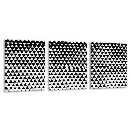 3pcs Black & White Geometric Triangle Pattern   Wall Art Set Canvas Framed 60x90cm - High Quality Print 100% Australian Made Wall Canvas Ready to Hang