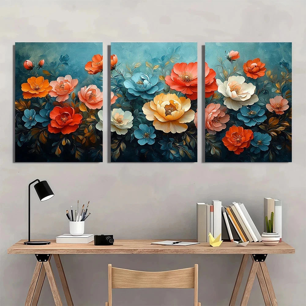 3pcs Green Painting Replica Botanical Metal Print Ready to Hang Art