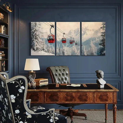 3pcs Snowy Mountains Pine Trees Scenic View Metal Print Ready to Hang Art