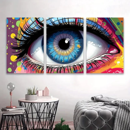 3pcs Colorful Eye Paintings Wall Art Set Canvas Framed 40x60cm - High Quality Print 100% Australian Made Wall Canvas Ready to Hang