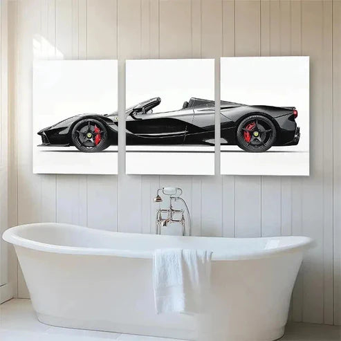 3pcs Luxury Supercar Exotic Black Décor Wall Art Canvas Unframed - High Quality Print 100% Australian Made Wall Canvas