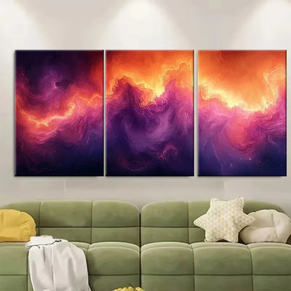 3pcs Abstract Warm Oranges Purples Metal Print Ready to Hang Art