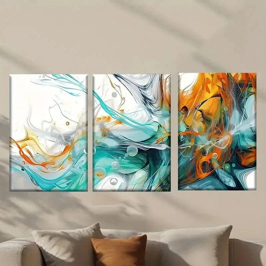 3pcs Featuring Abstract Colorful Designs Wall Art Set Canvas Framed 40x60cm - High Quality Print 100% Australian Made Wall Canvas Ready to Hang