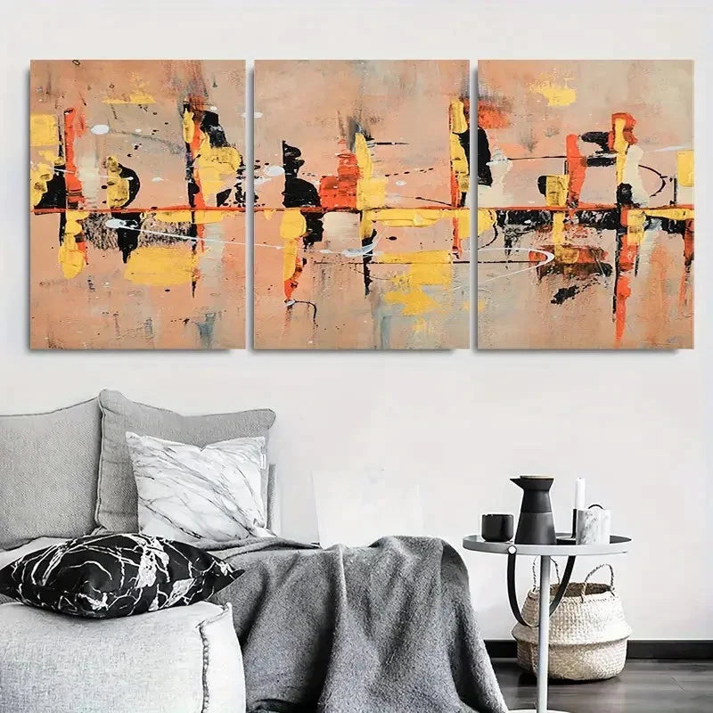 3pcs Modern Abstract Geometric Metal Print Ready to Hang Art