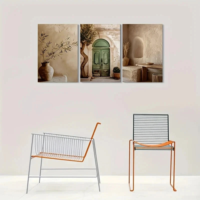 3pcs Vintage Mediterranean Olive Branch Metal Print Ready to Hang Art