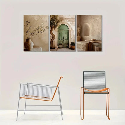 3pcs Vintage Mediterranean Olive Branch Metal Print Ready to Hang Art