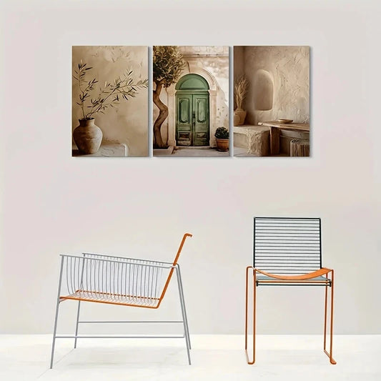 3pcs Vintage Mediterranean Olive Branch Metal Print Ready to Hang Art