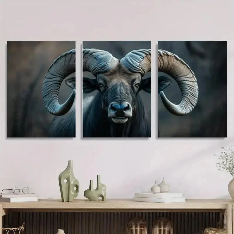 3pcs Rustic Wildlife Majestic Croissant Metal Print Ready to Hang Art