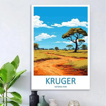 Kruger National Park African Savannah Travel Poster Print Wall Art
