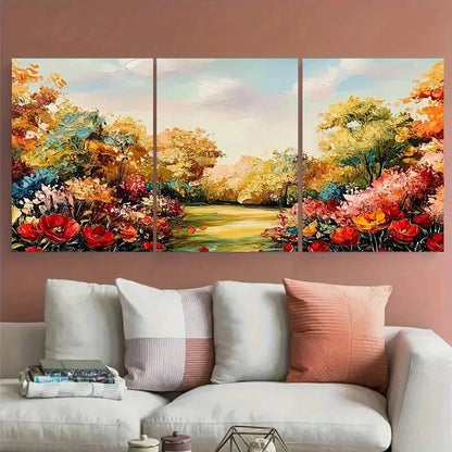 3pcs Nature Landscape Colorful Garden Floral Metal Print Ready to Hang Art