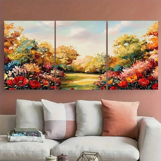 3pcs Nature Landscape Colorful Garden Floral Metal Print Ready to Hang Art