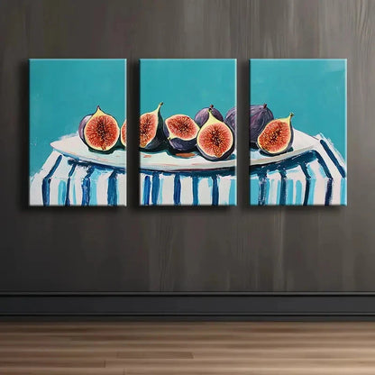 3pcs Chic Figs on a Plate Wall Art Set Canvas Framed 40x60cm - High Quality Print 100% Australian Made Wall Canvas Ready to Hang