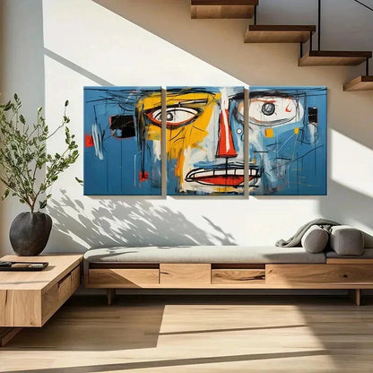 3pcs Abstract Art Bold Colors Geometric Shapes Metal Print Ready to Hang Art