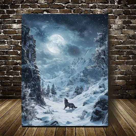 Steampunk Wolf Playful Wrestling Scene Painting 40x60cm Metal Print Ready to Hang