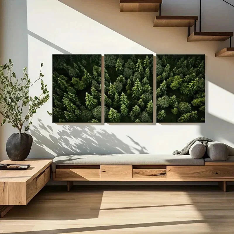 3pcs Forest Trees Greenery Natural Scenery Metal Print Ready to Hang Art