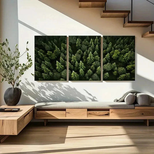 3pcs Forest Trees Greenery Natural Scenery Metal Print Ready to Hang Art
