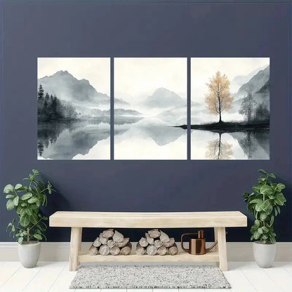 3pcs Black and White Nature Scene Posters Metal Print Ready to Hang Art