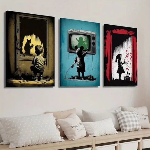 3pcs Boys & Girls Graffiti Style Wall Art Set Canvas Unframed - High Quality Print 100% Australian Made Wall Canvas