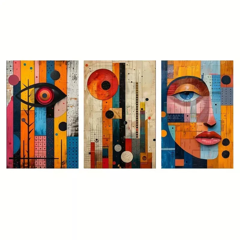 3pcs Bohemian Abstract Modern African Canvas Framed 40x60cm - High Quality Print 100% Australian Made Wall Canvas Ready to Hang