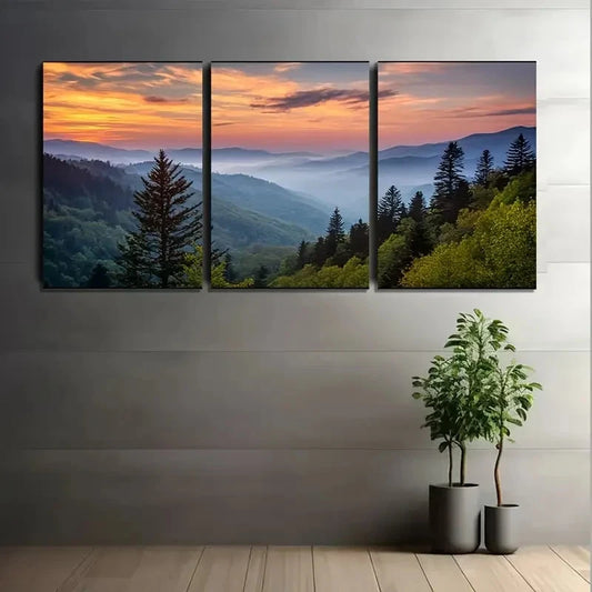 3pcs Vibrant Mountain View Nature Scenery Metal Print Ready to Hang Art