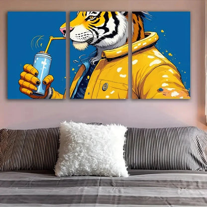3pcs Vibrant Tiger Metal Print Ready to Hang Art