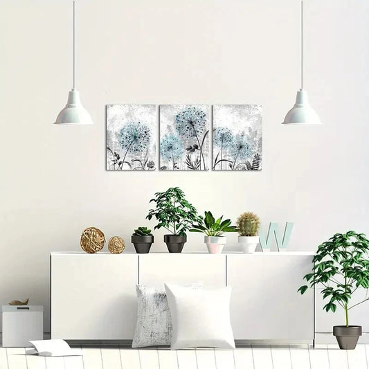 3pcs Black and White Abstract Floral Metal Print Ready to Hang Art