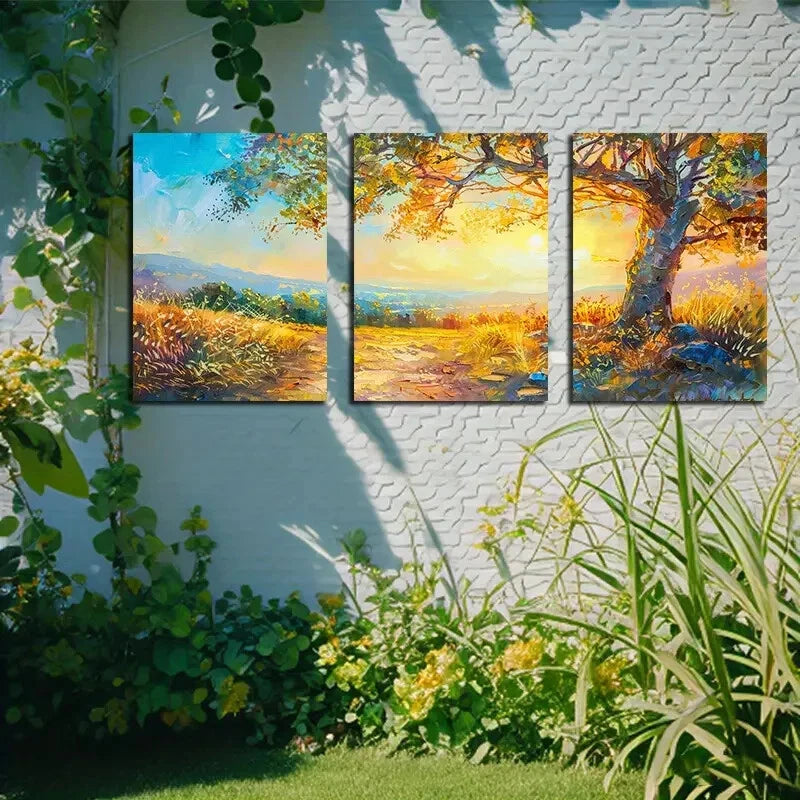 3pcs Vibrant Charming Pastoral Nature Inspired Metal Print Ready to Hang Art