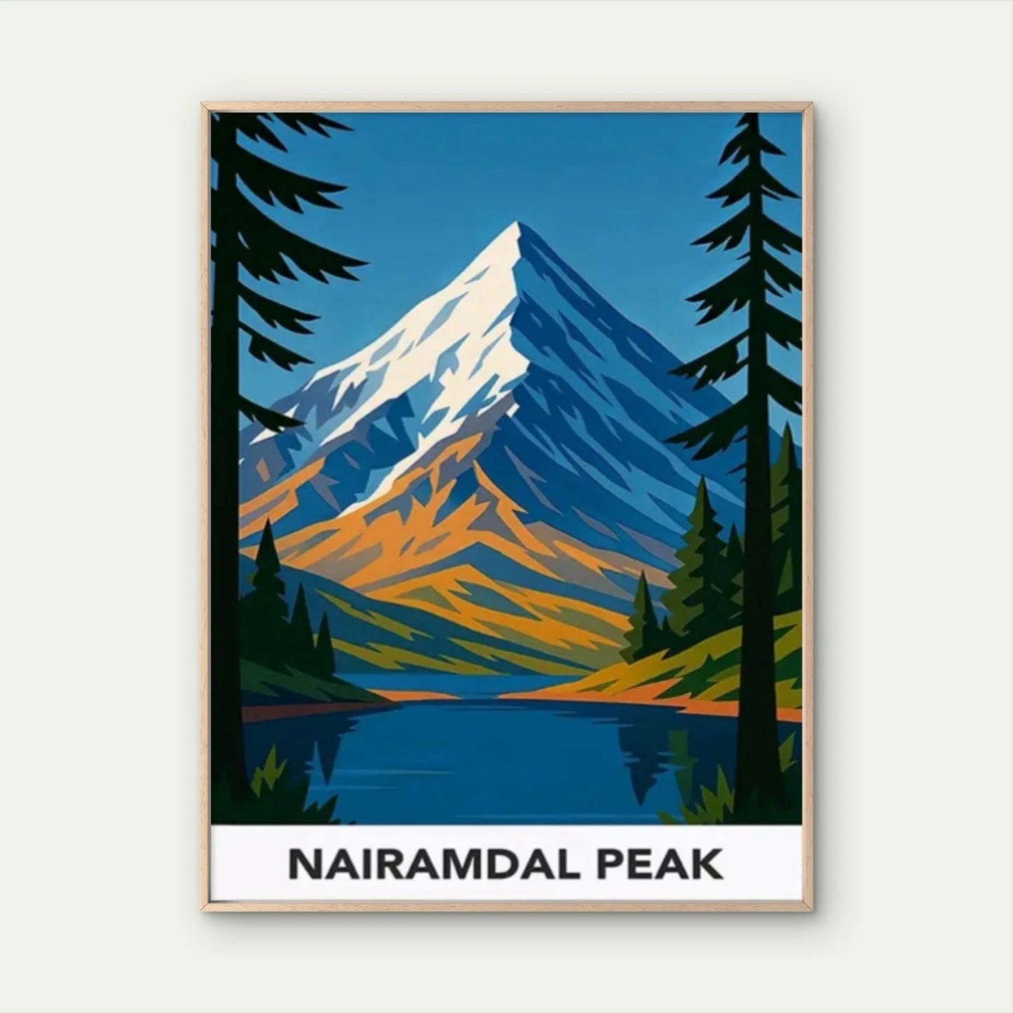 Vintage Nairamdal Peak Mountain Landscape Travel Poster Print Wall Art