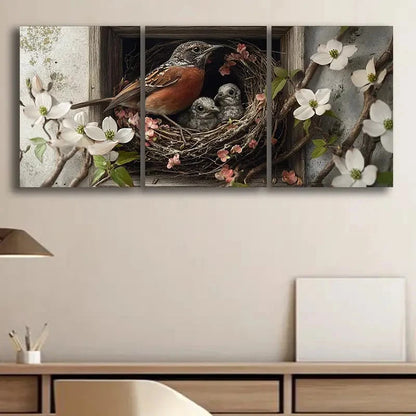 3pcs Charming Bird's Nest Metal Print Ready to Hang Art
