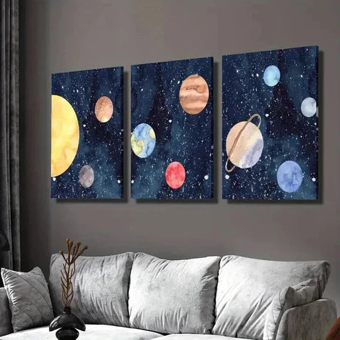 3pcs Solar System Planetary Decorative Art Set Canvas Unframed - High Quality Print 100% Australian Made Wall Canvas
