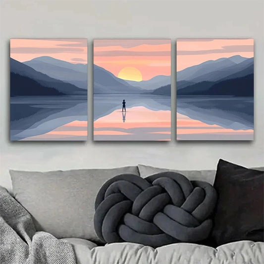 3pcs Landscape Paintings Modern Metal Print Ready to Hang Art