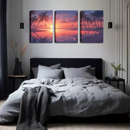 3pcs Casual Romance, Relaxing Beaches Wall Art Set Wall Art Canvas Unframed - High Quality Print 100% Australian Made Wall Canvas
