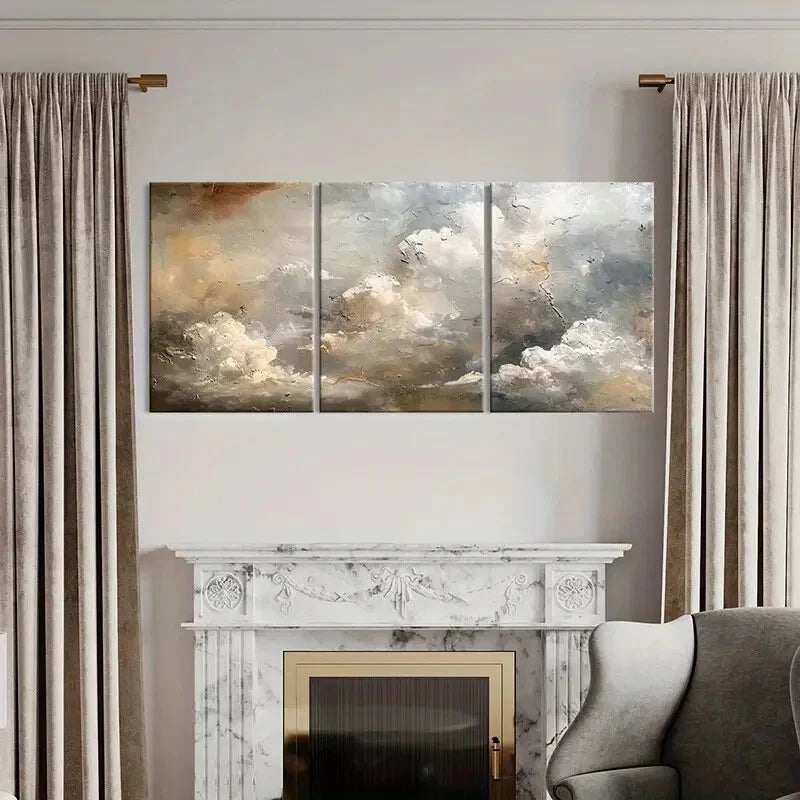 3pcs Abstract Cloudscape Art Landscape Painting Metal Print Ready to Hang Art