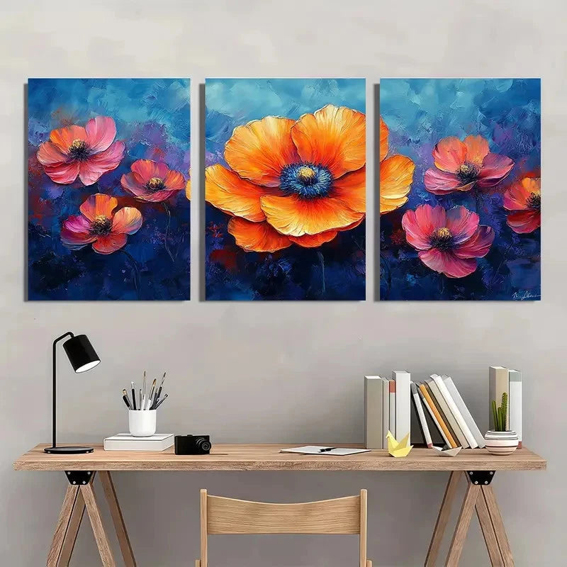 3pcs Vivid Flower Colorful Lovers Perfect Wall Art Set Canvas Framed 40x60cm - High Quality Print 100% Australian Made Wall Canvas Ready to Hang