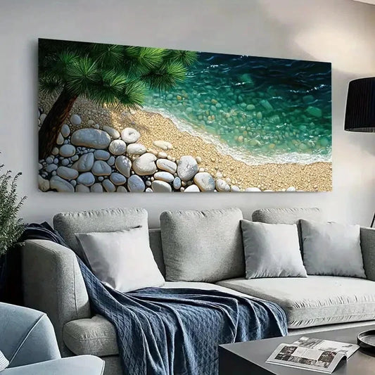 Modern Beach Pristine Sea wall canvas office home room framed 120x60cm - Bella Home Decor