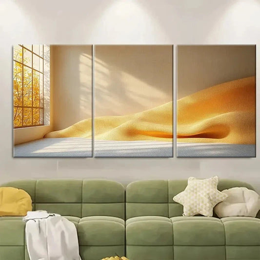 3pcs Light Beige Minimalist Soft Shapes RT   Wall Art Set Canvas Framed 40x60cm - High Quality Print 100% Australian Made Wall Canvas Ready to Hang