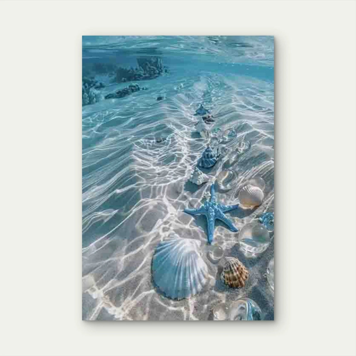 Beach Scene with Shells & Starfish Metal Print Ready to Hang