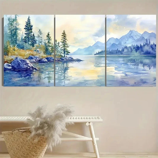 3pcs Aylmer Lake Northwest, Lake House Metal Print Ready to Hang Art