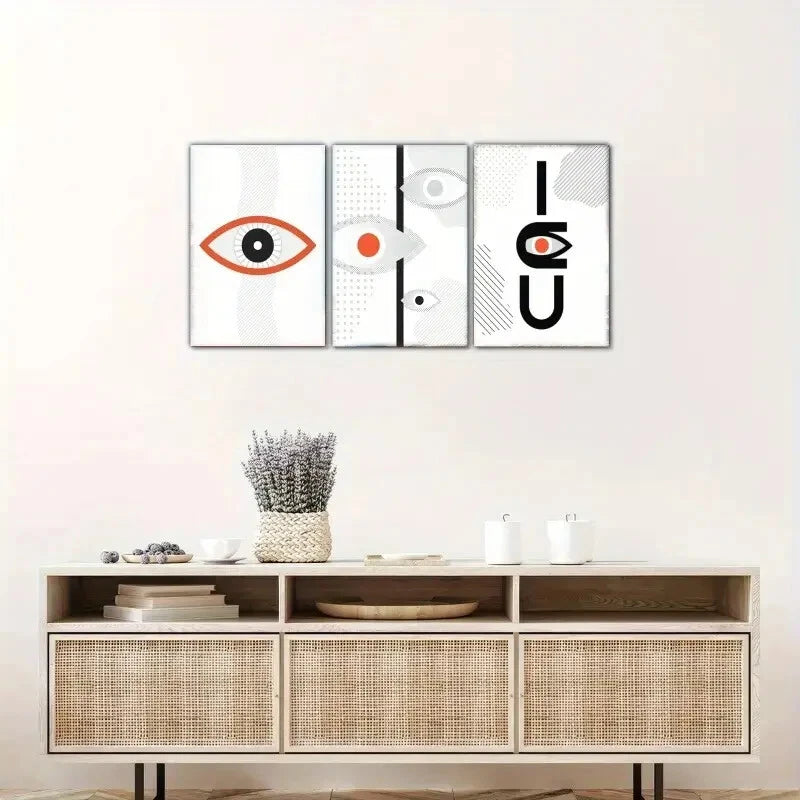 3pcs All Seeing Eye Eye Decorative Pattern Metal Print Ready to Hang Art