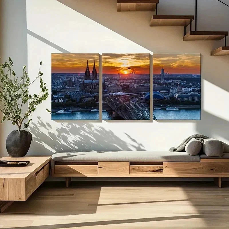 3pcs Cologne Cathedral & Skyline Wall Art Set Canvas Framed 40x60cm - High Quality Print 100% Australian Made Wall Canvas Ready to Hang