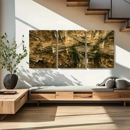 3pcs Abstract Art Aesthetic Golden Lines Wall Art Set Canvas Framed 40x60cm - High Quality Print 100% Australian Made Wall Canvas Ready to Hang