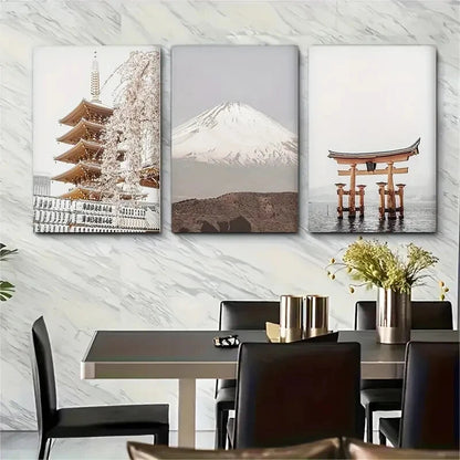 3pcs Modern Japan City Print Travel Art Print Metal Print Ready to Hang Art